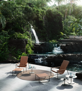 STRAPPY - Sled base stackable Imitation leather garden armchair with headrest by Royal Botania - view 3